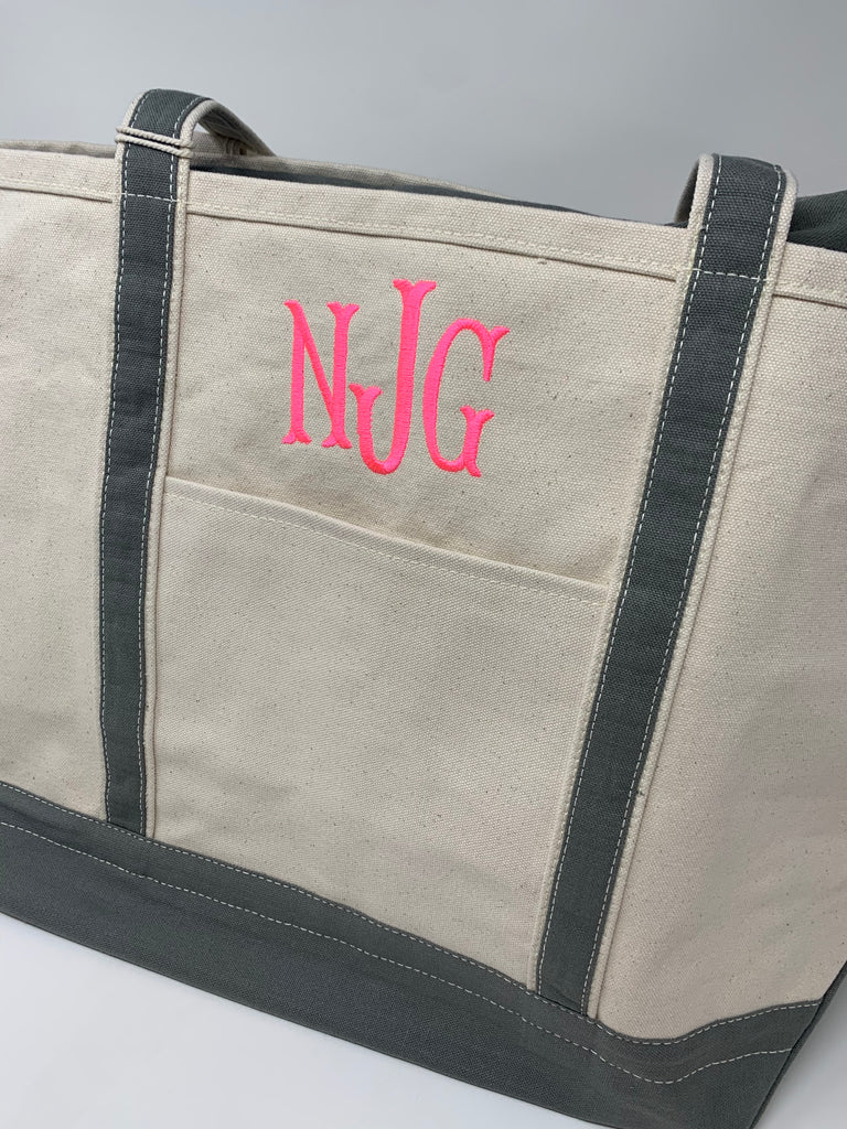 Large Boat Tote with Zip Top with monogram